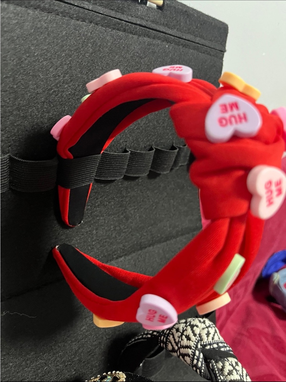 Red Heart Candy Knot Headband for Women